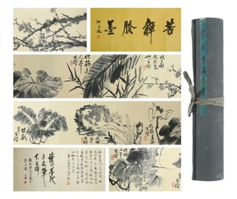 Chinese Drawing Flower Hand Scroll,Li Kuchan Mark