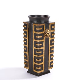 Gilt Bronze Double Lion Ears Cong Shape Vase