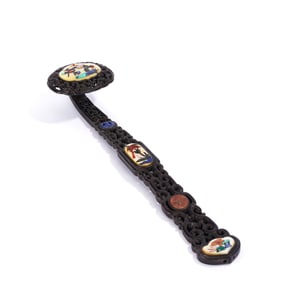 Red Sandalwood Inlaid Mother of Pearl Carved Flower Pattern RuYi Ornament
