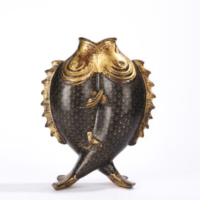 Gilt Bronze Carved Fish Shape Flower Pot