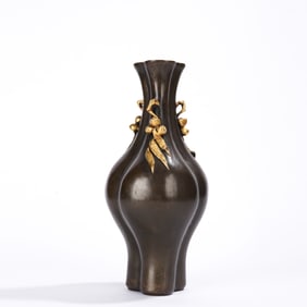 Gilt Bronze Carved Peach Vase