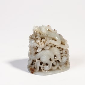 Jade Carved Dragon Incense Burner Top