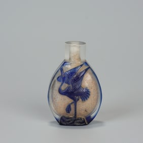 Glassware Carved Crane Pattern Snuff Bottle