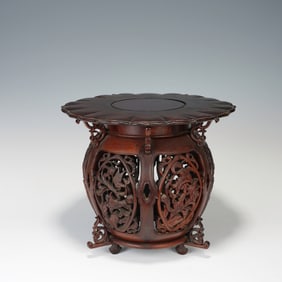 Rosewood Carved Flower Pattern Chair