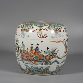 Wucai Character Story Pattern Porcelain Stool