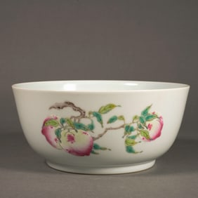 Famille Rose Peach Pattern Porcelain Bowl