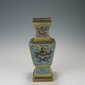 Bronze Cloisonne Carved Cloud and Dragon Pattern Vase