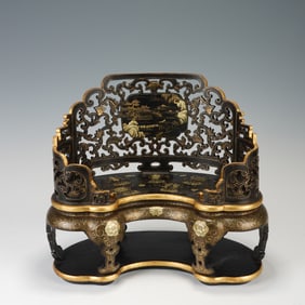 Lacquerware Gold Drawing Landscape and Eight Treasure Pattern Chair