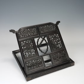 Red Sandalwood Carved Dragon Pattern Mirror Holder