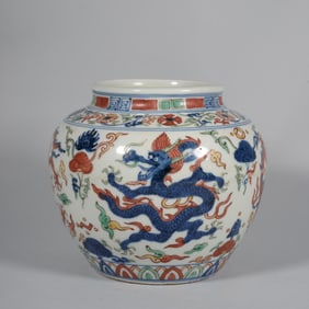 Wucai Cloud and Dragon Pattern Porcelain Pot