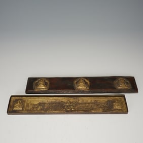 Tibetan Gilt Bronze Carved Buddha Pattern Buddhist Sutras