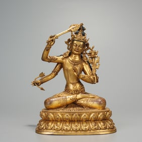 Gilt Bronze Manjushri Figure