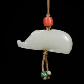 Jade Carved Pig Shape Ornament