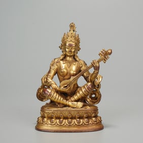 Gilt Bronze Sarasvati Figure