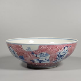 Blue and White The Eight Immortals Pattern Porcelain Bowl