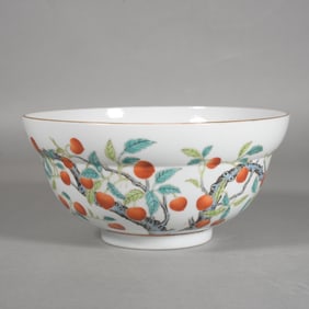 Wucai Fruit Pattern Porcelain Bowl