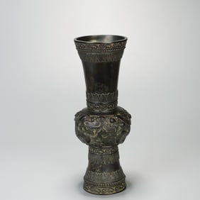 Bronze Carved Phoenix Pattern Flower Pot