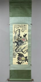 Chinese Drawing Peach and Pomegranate Painting,Wu Changshuo Mark