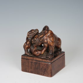 Agarwood Carved Beast Stone Seal