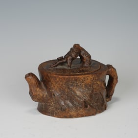 Bamboo Carved Landscape Pattern Teapot