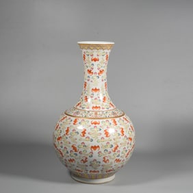 Famille Rose Cloud and Bat Pattern Porcelain Vase