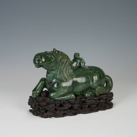 Jasper Jade Carved Horse and Monkey Shape Ornament