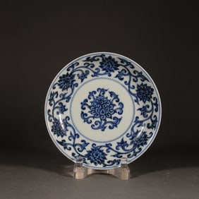 Blue and White Flower Pattern Porcelain Plate