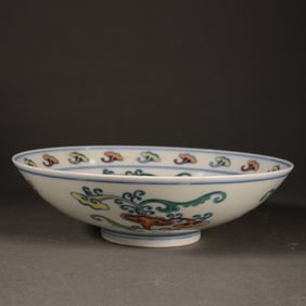 Doucai Reishi Mushroom Pattern Porcelain Bowl