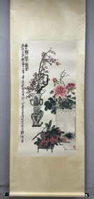 Chinese Drawing Flower and Flower Pot Painting,Wu Changshuo Mark