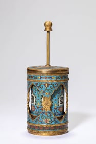 A Cloisonne Enamel Arabian Prayer Wheel