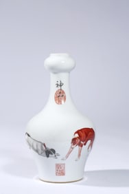 A Porcelain Fmaille-Rose Poem Garlic Mouth Vase