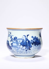 A Porcelain Blue and White Mountain and River Censer