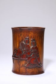 A Bamboo Figure Brush Pot