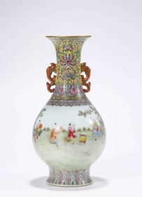 A Porcelain Famille-Rose Children Vase