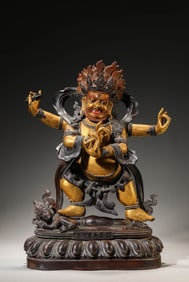 A Bronze Gold Painted Mahakala Statue