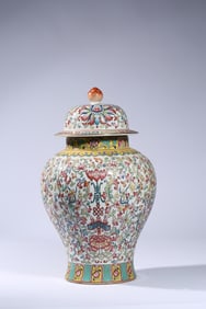 A Porcelain Fmaille-Rose Interlock Branches Jar