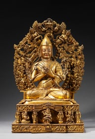A Gilt-Bronze Guru Statue