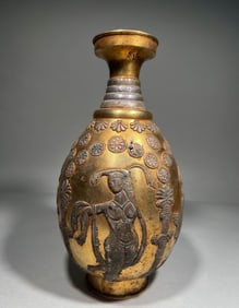 Gilt Silver Carved Character Pattern Vase