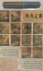 Chinese Drawing Character Story and Landscape Hand Scroll,Qiu Ying Mark