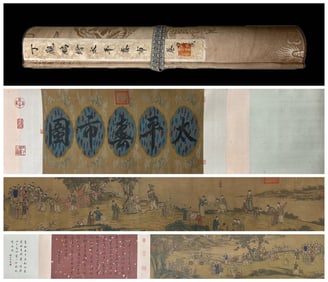Chinese Drawing Character Story and Landscape Hand Scroll,Ding Guanpeng Mark
