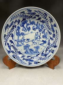 Blue and White Character Story Pattern Porcelain Plate