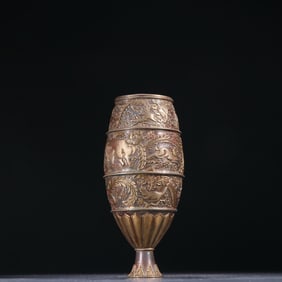 Gilt Silver Carved Flower and Beast Pattern Cup