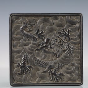 Red Sandalwood Carved Dragon Pattern Lid Box