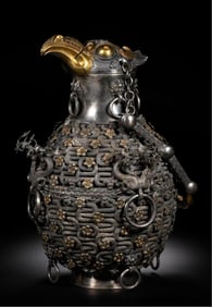 Silver Carved Dragon Pattern Handle Pot