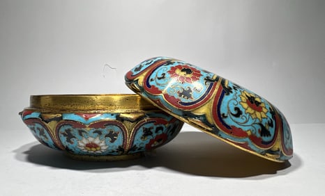 Bronze Cloisonne Carved Flower Pattern Lid Box