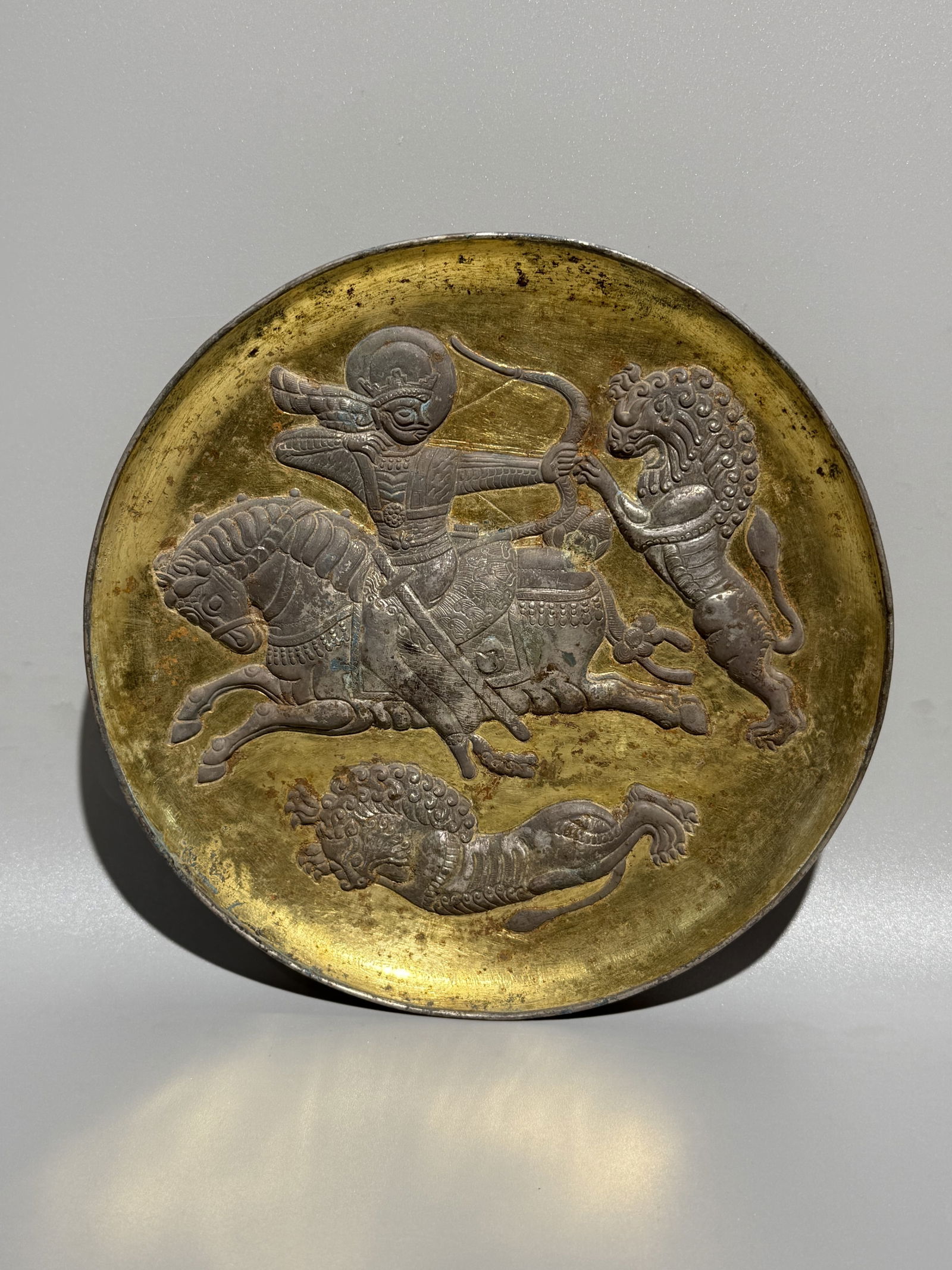 Gilt Silver Carved Character and Beast Pattern Plate (1 of 5)