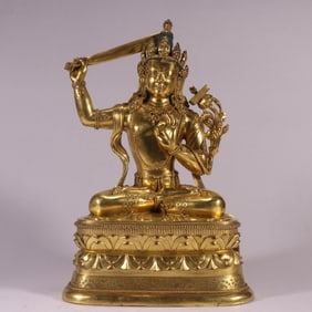 Gilt Bronze Manjushri Figure