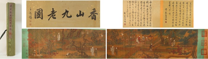 Chinese Drawing Character Story Hand Scroll,Tang Yin Mark