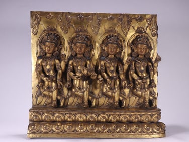Gilt Bronze GuanYin Buddha Plate