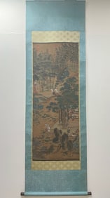 Chinese Drawing Bamboo and Character Story Painting,Qiu Ying Mark